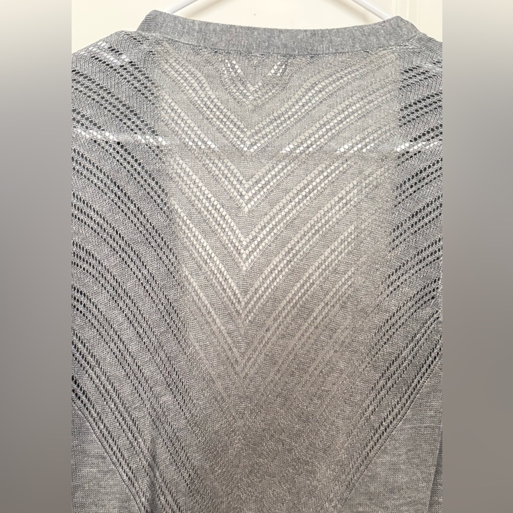 Maurices Light Gray Chevron Knit Open Sweater - Picture 4 of 4